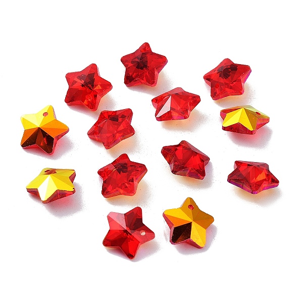 

PandaHall Glass Charms, Faceted Star, Red, 13x13.5x7mm, Hole: 1.2mm Glass Red
