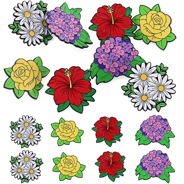 8 épingle en émail en forme de fleur