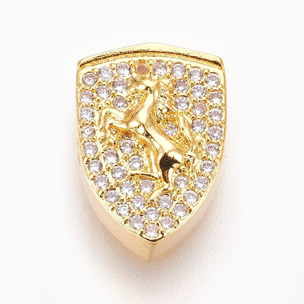 

PandaHall Brass Micro Pave Cubic Zirconia Beads, Lead Free & Cadmium Free & Nickel Free, Long-Lasting Plated, Shield with Horse, Clear, Real...