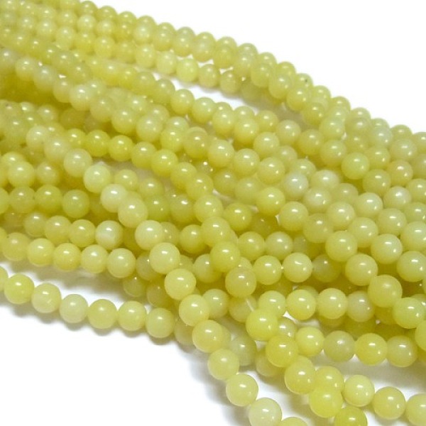 PandaHall Natural Lemon Jade Beads Strands, Round, Lemon Chiffon, 10mm, Hole: 1mm, about 39pcs/strand, 15.3 inch Lemon Jade Round Yellow