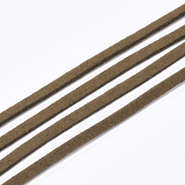 

PandaHall Faux Suede Cord, Faux Suede Lace, Peru, 2.5~2.8x1.5mm, about 1.09 yards(1m)/strand Faux Suede Brown