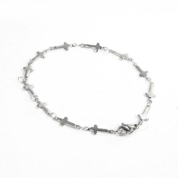 

PandaHall 304 Stainless Steel Bracelets, Cross Link Bracelets, with Lobster Claw Clasps, Stainless Steel Color, 200x5mm(7.87 inch) 304...