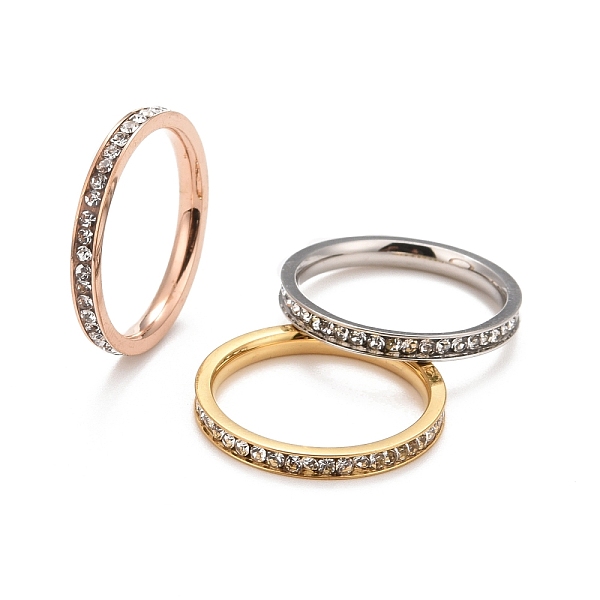 

PandaHall 304 Stainless Steel Rhinestone Rings Set, Child Finger Rings, Mixed Color, US Size 4(14.8mm), 3pcs/set 304 Stainless Steel Clear