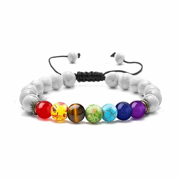 Geflochtene Armbänder Aus Natürlichen Und Synthetischen Steinen Mit Chakra-Motiven