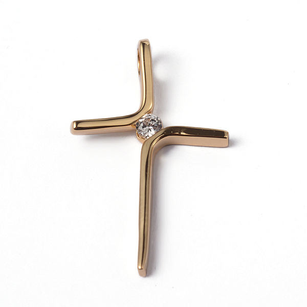 

PandaHall 316 Surgical Stainless Steel Pendants, with Rhinestones, Cross, Golden, 34x21x3mm, Hole: 4x3mm Stainless Steel+Rhinestone Cross..., Clear