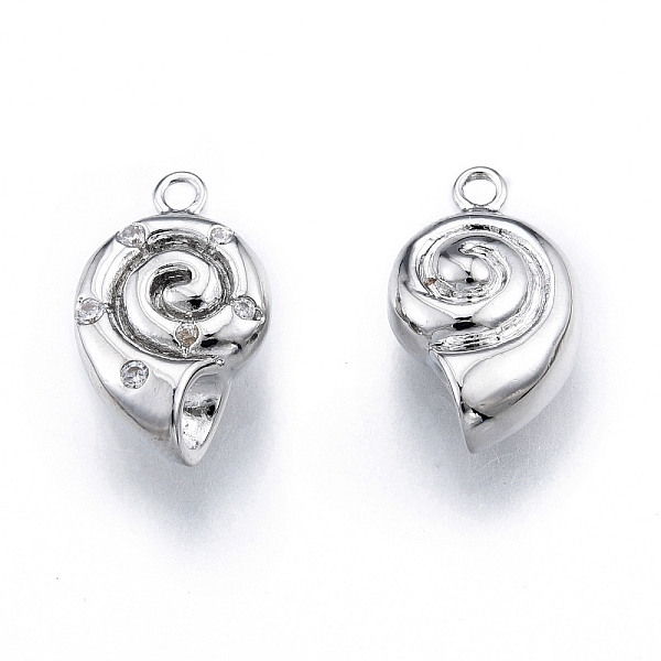 

PandaHall Ion Plating(IP) Brass Micro Pave Clear Cubic Zirconia Pendants, Conch, Real Platinum Plated, 15x9x5mm, Hole: 1.2mm Brass+Cubic...