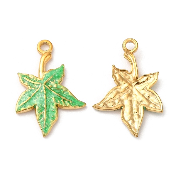

PandaHall 304 Stainless Steel Enamel Pendants, Real 18K Gold Plated, Maple Leaf Charm, Lime Green, 22x15x2mm, Hole: 1.6mm Stainless...