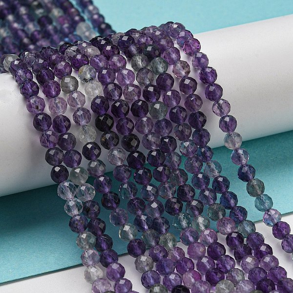 

PandaHall Natural Fluorite Beads Strands, Round, Faceted, Grade AA, 4mm, Hole: 0.8mm, about 91pcs/strand, 15.55''(39.5cm) Fluorite Round
