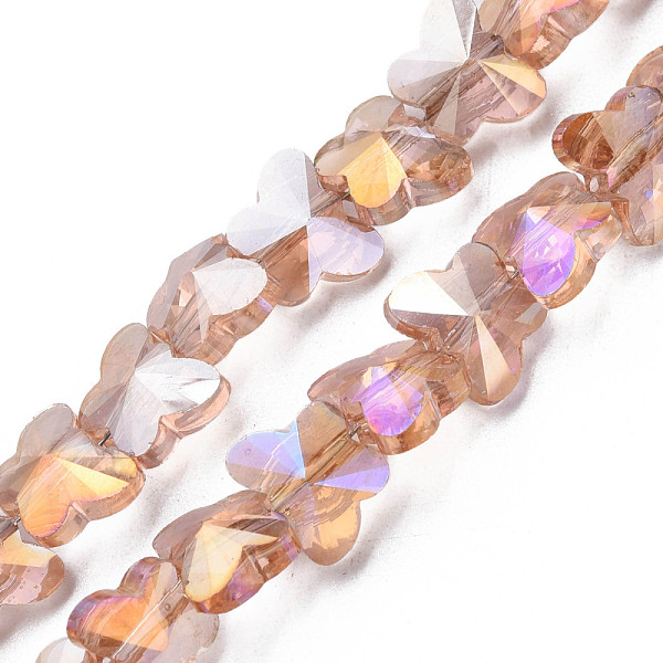 

PandaHall Electroplate Transparent Glass Beads Strands, AB Color Plated, Faceted, Butterfly, BurlyWood, 8x10x6mm, Hole: 1mm, about..., Orange