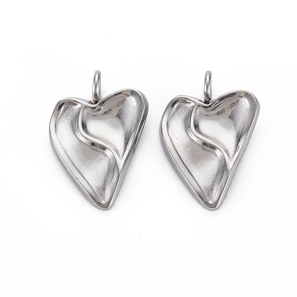 

PandaHall 304 Stainless Steel Pendants, Cadmium Free & Nickel Free & Lead Free, Heart with Crack, Stainless Steel Color, 21.5x15x3mm, Hole...