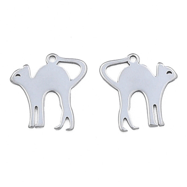 

PandaHall 201 Stainless Steel Charms, Halloween Style, Cat, Stainless Steel Color, 14.5x14.5x1mm, Hole: 1mm 201 Stainless Steel Cat Shape