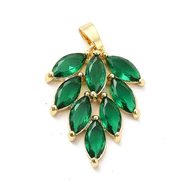 

PandaHall Brass Pendants, with Green Glass, Leaf Charm, Real 18K Gold Plated, 24.5x19x5mm, Hole: 5x2.5mm Brass+Glass Leaf Green