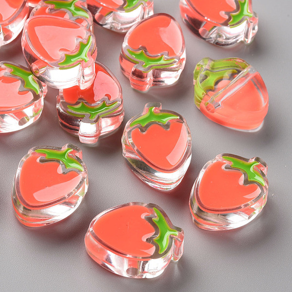 

PandaHall Transparent Enamel Acrylic Beads, Strawberry, Tomato, 25.5x19x9mm, Hole: 3.5mm Acrylic Fruit Red