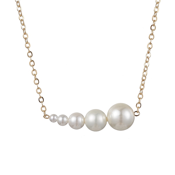 

PandaHall Shell Pearl Pendant Necklaces, with Brass Cable Chains, Golden, 16.14 inch(41cm) Shell Round White
