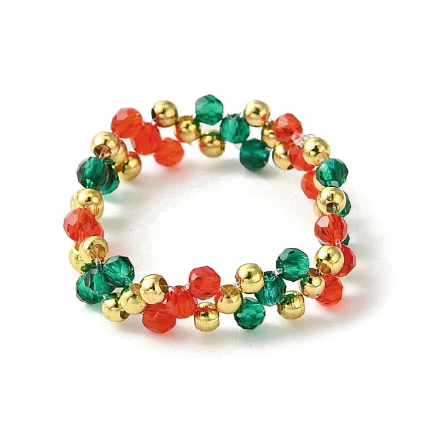 

PandaHall Christmas Theme Glass Rings, with Brass Beads, Mixed Color, 5mm, Inner Diameter: 18mm Glass Ring Multicolor