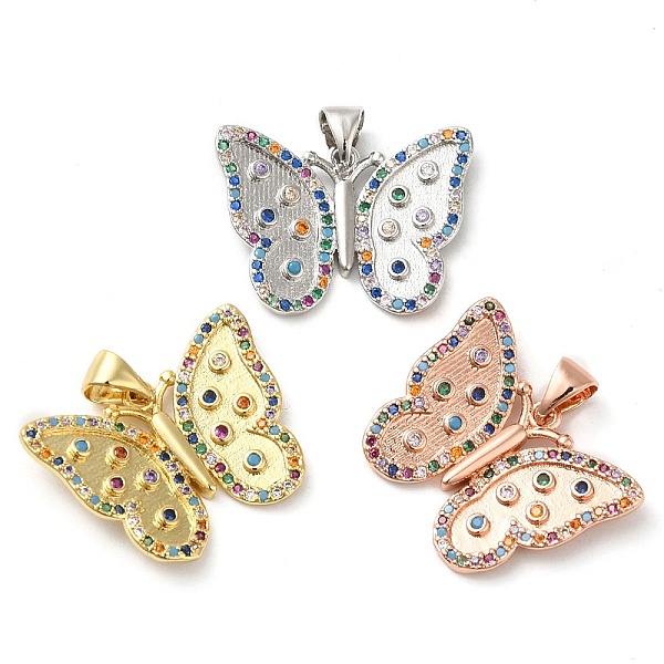 

PandaHall Brass Cubic Zirconia Pendants, Cadmium Free & Lead Free, Butterfly, Mixed Color, 17.5x23x3mm, Hole: 4.5x3.5mm Brass+Cubic Zirconia...