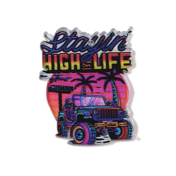 

PandaHall Printed Transparent Acrylic Pendants, Car, 38x30x2mm, Hole: 1.4mm Acrylic Car Pink