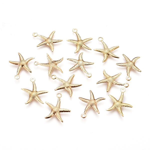

PandaHall Iron Pendants, Starfish/Sea Stars, Light Gold, 18x15.5x1mm, Hole: 1.4mm Iron Starfish