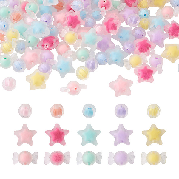 

PandaHall Beadthoven 120Pcs 3 Style Transparent Acrylic Beads, Frosted, Bead in Bead, Candy & Corrugated Round & Star, Mixed Color..., Multicolor
