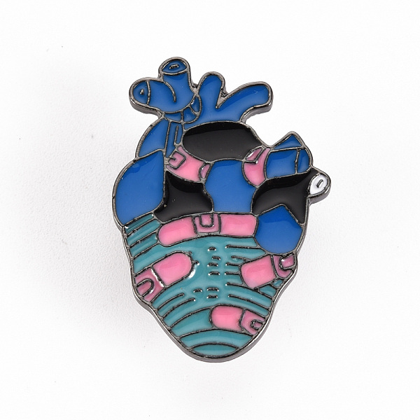 

PandaHall Alloy Enamel Brooches, Enamel Pins, with Brass Butterfly Clutches, Heart, Cadmium Free & Nickel Free & Lead Free, Gunmetal...
