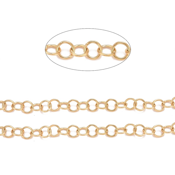 

PandaHall 304 Stainless Steel Rolo Chains, Belcher Chains, Unwelded, with Spool, Golden, 7x1mm, about 32.8 Feet(10m)/roll 304 Stainless...