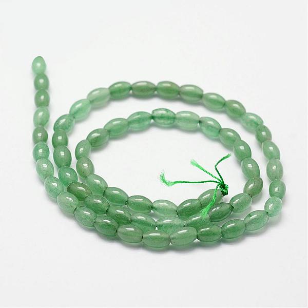 

PandaHall Natural Green Aventurine Beads Strands, Rice, 6x4mm, Hole: 0.8mm, about 63pcs/strand Green Aventurine Rice