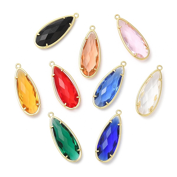 

PandaHall Transparent Resin Pendants, Faceted Teardrop Charms with Rack Plating Real 18K Gold Plated Brass Findings, Cadmium Free & Lead..., Multicolor