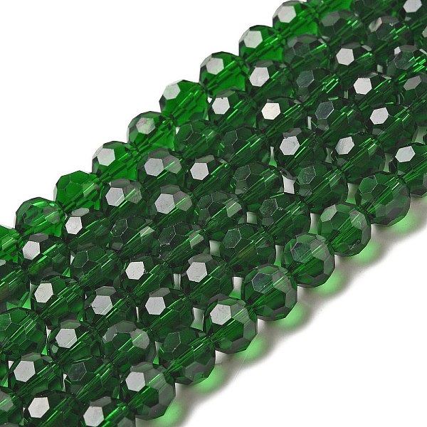 

PandaHall Transparent Glass Beads, Faceted(32 Facets), Round, Dark Green, 10mm, Hole: 1.8mm, about 66~68pcs/strand, 24.02~24.13 inch...