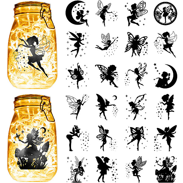 

PandaHall CREATCABIN 24Pcs Fairy Angel Silhouettes Mason Jar Decor Star Laser Cut Cardboard Scrapbook Cutouts Die Cuts PVC for Crafting...