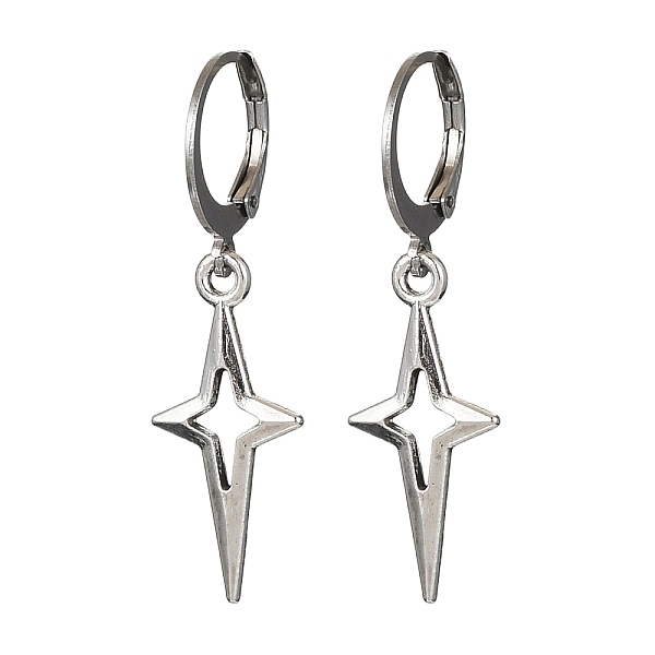 Tibetan Style Alloy Hollow Star Dangle Leverback Earrings