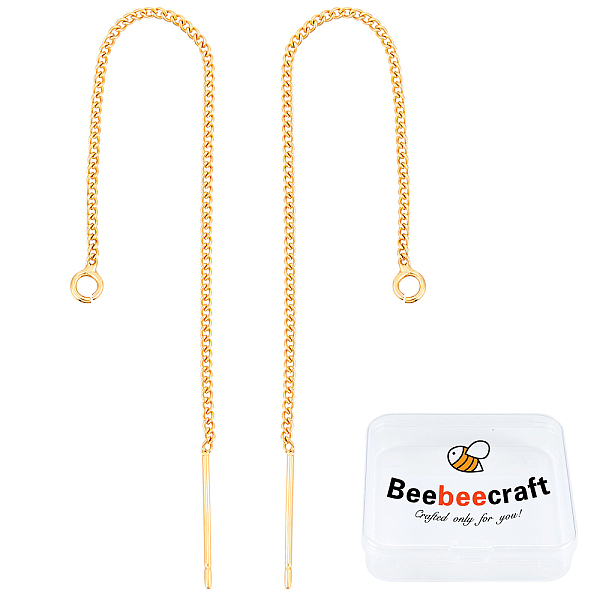 

PandaHall Beebeecraft 1 Box 10Pcs 18K Gold Plated Threader Earrings with 925 Sterling Silver Pins Pull Through Threaded Long Chain Drop...