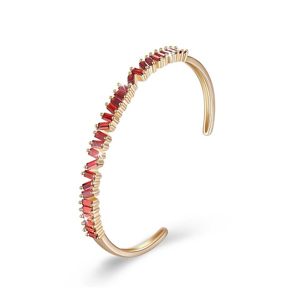 

PandaHall Classic Brass Cuff Bangles, with Cubic Zirconia, Red, Champagne Yellow, Gold, 2-3/8 inch(60mm) Cubic Zirconia Red