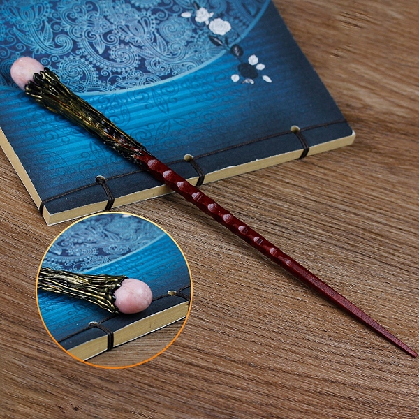 

PandaHall Natural Pink Opal Magic Wand with Wooden Findings, Home Decorations Costume Props Cosplay Accessories, 240mm Pink Opal