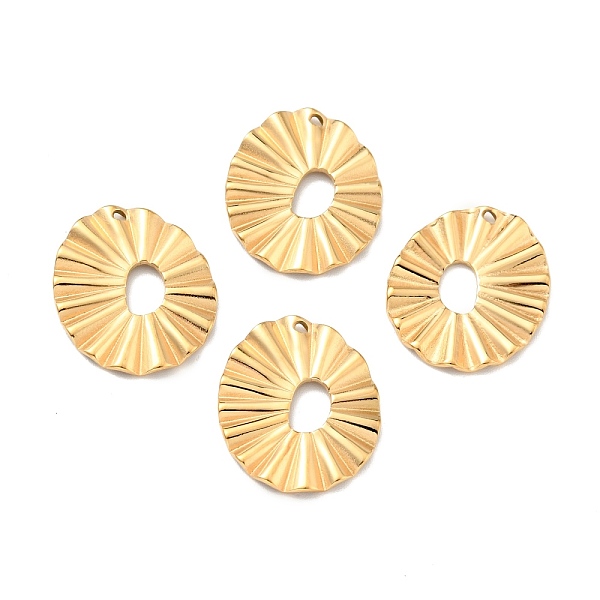 

PandaHall Ion Plating(IP) 304 Stainless Steel Pendants, Textured, Oval, Golden, 21x17x1.6mm, Hole: 4x6.3mm 304 Stainless Steel Oval