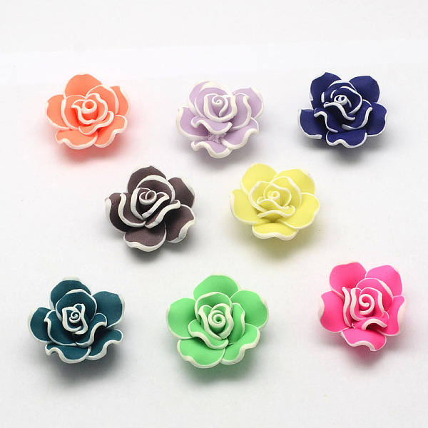 

PandaHall Handmade Polymer Clay Big 3D Flower Beads, Mixed Color, 40x15mm, Hole: 2mm Polymer Clay Flower Multicolor
