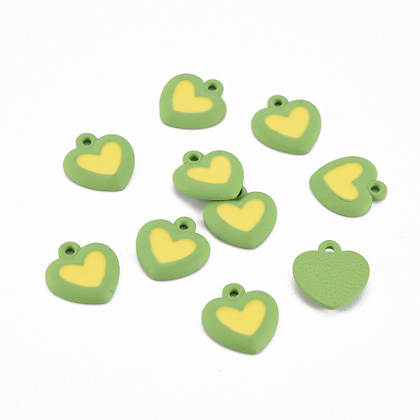 

PandaHall Spray Painted Alloy Enamel Charms, Cadmium Free & Lead Free, Heart, Lime, 14x13x2.5mm, Hole: 1.2mm Alloy Heart Green
