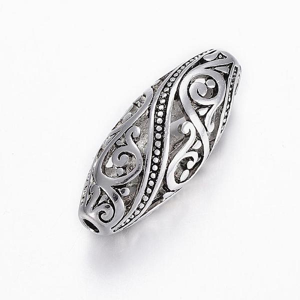 

PandaHall Tibetan Style Alloy Beads, Hollow, Oval, Antique Silver, 25.5x10.5mm, Hole: 2mm Alloy Oval