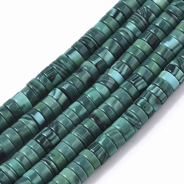 

PandaHall Synthetic Turquoise Beads Strands, Dyed, Heishi Beads, Disc, Teal, 4x1~2mm, Hole: 0.7mm, about 195~213pcs/strand, 14.96 inch~15.31..., Cyan