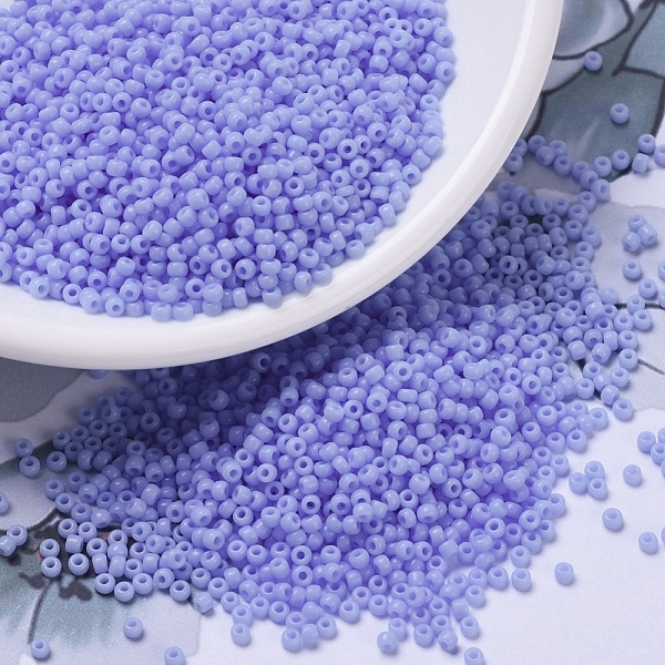 

PandaHall MIYUKI Round Rocailles Beads, Japanese Seed Beads, 11/0, (RR494) Opaque Agate Blue, 2x1.3mm, Hole: 0.8mm, about 1111pcs/10g Glass...