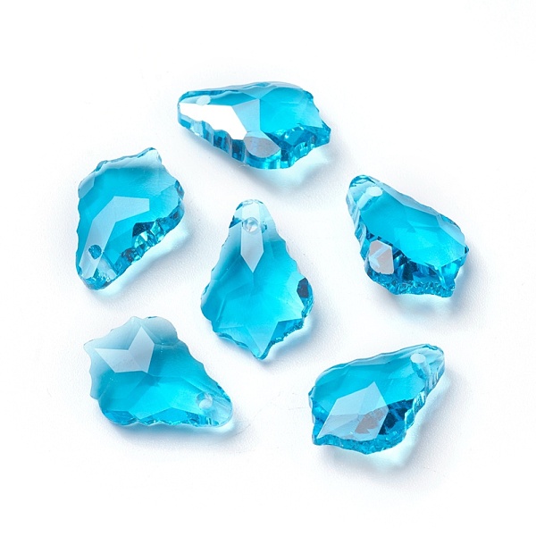 

PandaHall Faceted Glass Pendants, Leaf, Deep Sky Blue, 16x11x6mm, Hole: 1.5mm Glass Leaf Blue