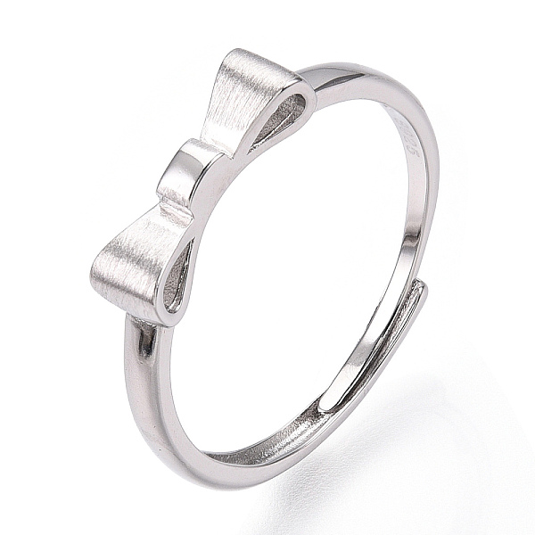

PandaHall 925 Sterling Silver Adjustable Ring Settings, with S925 Stamp, Bowknot, Real Platinum Plated, US Size 8(18.1mm) Sterling Silver...