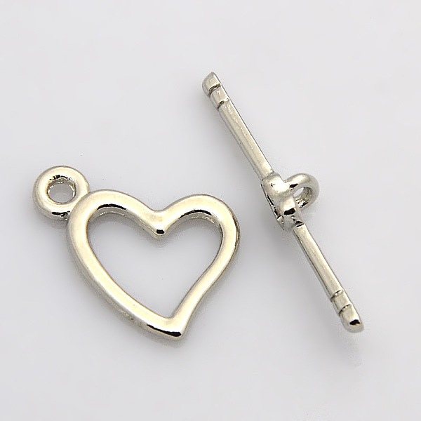 

PandaHall Tibetan Style Alloy Toggle Clasps, Lead Free and Cadmium Free, Heart, Platinum, 18x14mm, Hole: 1.5mm Alloy Heart