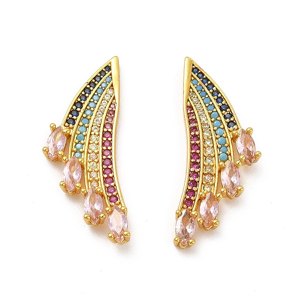 

PandaHall Rack Plating Brass Micro Pave Cubic Zirconia Stud Earrings, Long-Lasting Plated Wing Earring for Women, Cadmium Free & Lead Free...