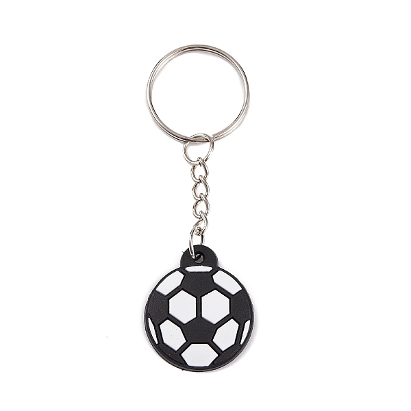 

PandaHall Iron Keychains, with PVC Pendants, Football, 8.5cm Plastic Football
