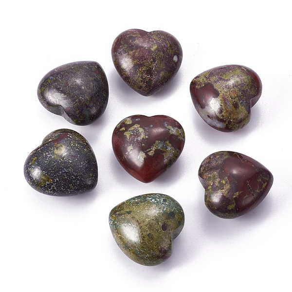 PandaHall Natural Dragon Blood Heart Love Stone, Pocket Palm Stone for Reiki Balancing, 24.5x25x14mm Dragon Blood Heart