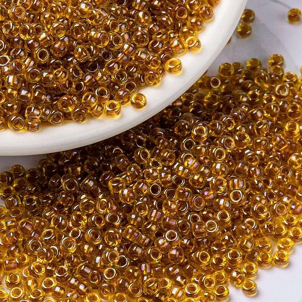 

PandaHall MIYUKI Round Rocailles Beads, Japanese Seed Beads, 8/0, (RR3526), 3mm, Hole: 1.1mm, about 422~455pcs/10g Glass Orange