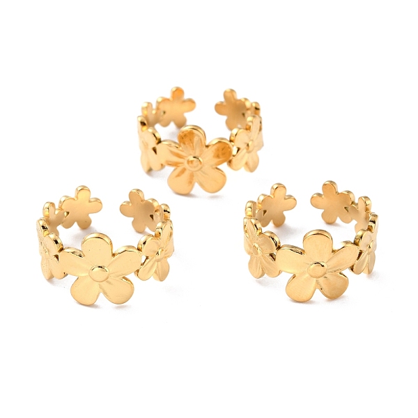 

PandaHall Ion Plating(IP) 304 Stainless Steel Finger Rings, Cuff Rings, Long-Lasting Plated, Sunflower, Golden, US Size 7 1/4(17.5mm)...