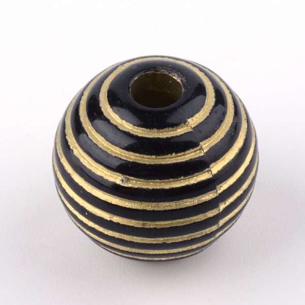 

PandaHall Round Plating Acrylic Beads, Golden Metal Enlaced, Black, 19x19.5mm, Hole: 5mm Acrylic Round Black