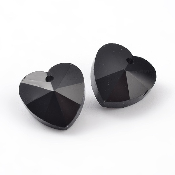 

PandaHall Romantic Valentines Ideas Glass Charms, Faceted Heart Pendants, Black, 18x18x10mm, Hole: 1mm Glass Heart Black