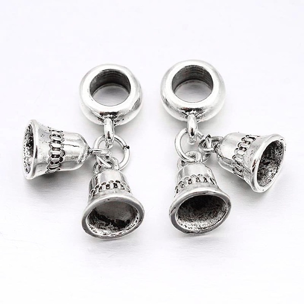 

PandaHall Bell Large Hole Alloy European Dangle Charms, Antique Silver, 24mm, Hole: 5mm Alloy Bell